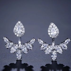 Silver Simulated Diamond Jacket Earrings